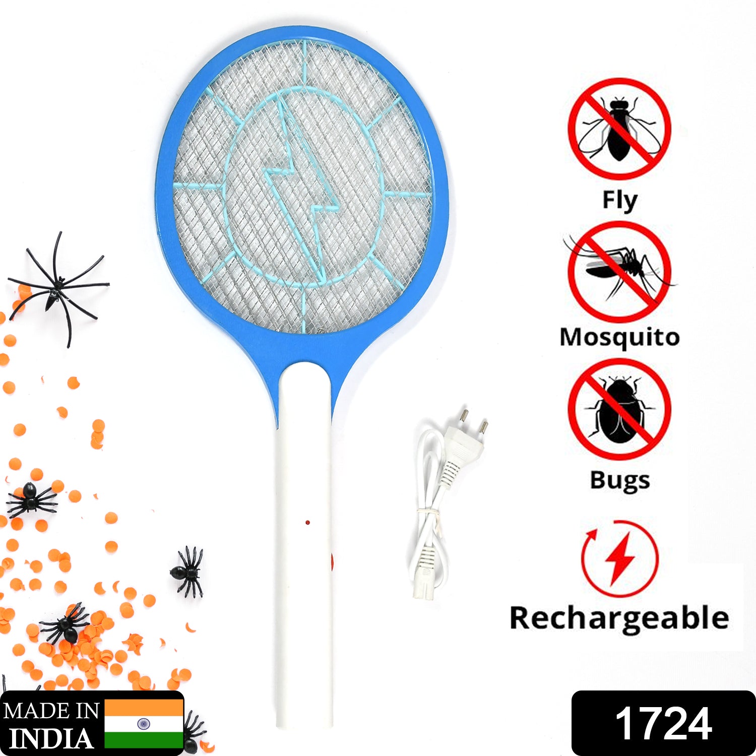 1724 Mosquito Killer Racket Rechargeable Handheld Electric Fly Swatter Mosquito Killer Racket Bat Electric Insect Killer (Quality Assured) 1724 Mosquito Killer Racket Rechargeable Handheld Electric Fly Swatter Mosquito Killer Racket Bat Electric Insect Killer (Quality Assured)